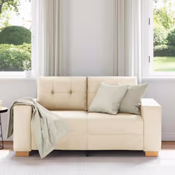 vidaXL Divano Divanetto Crema 120 cm in Tessuto - Vista aggiuntiva 3