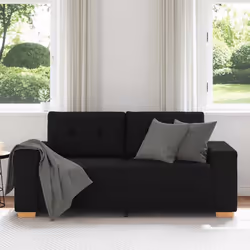 vidaXL Divano Divanetto Nero 140 cm in Tessuto - Vista aggiuntiva 3