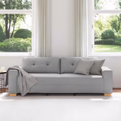 vidaXL Divano 3-Persone con cuscino Grigio nuvola Tessuto - Vista aggiuntiva 3