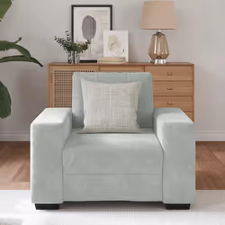 vidaXL Divano Sedia Grigio Chiaro 60 cm Velluto - Vista aggiuntiva 3