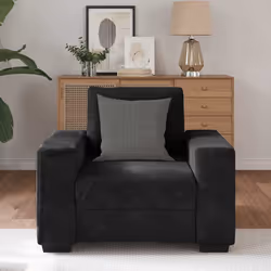 vidaXL Divano Sedia Nero 60 cm Velluto - Vista aggiuntiva 3