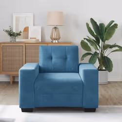 vidaXL Divano Sedia Blu 60 cm Velluto - Vista aggiuntiva 3