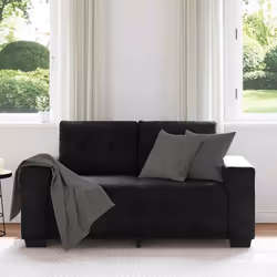 vidaXL Divano Divanetto Nero 120 cm in Velluto - Vista aggiuntiva 3
