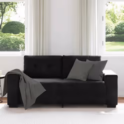 vidaXL Divano Divanetto Nero 140 cm in Velluto - Vista aggiuntiva 3