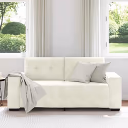 vidaXL Divano Divanetto Crema 140 cm in Velluto - Vista aggiuntiva 3