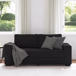 vidaXL Divano a 2 Posti Nero 120 cm in Tessuto - Vista aggiuntiva 3