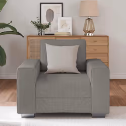 vidaXL Divano Sedia Grigio Chiaro 60 cm Tessuto di Velluto a Coste - Vista aggiuntiva 3