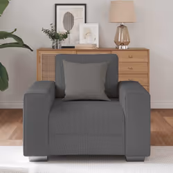 vidaXL Divano Sedia Grigio Scuro 60 cm Tessuto di Velluto a Coste - Vista aggiuntiva 3