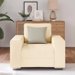 vidaXL Divano Sedia Crema 60 cm Tessuto di Velluto a Coste - Vista aggiuntiva 3
