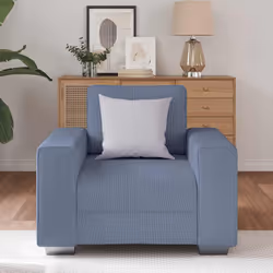 vidaXL Divano Sedia Blu 60 cm Tessuto di velluto a coste - Vista aggiuntiva 3