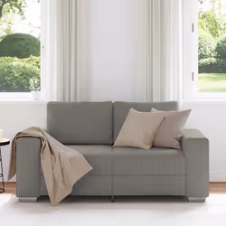 vidaXL Divano Divanetto Grigio Chiaro 120cm Tessuto di Velluto a Coste - Vista aggiuntiva 3
