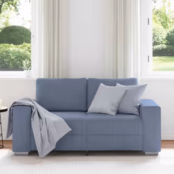 vidaXL Divano Divanetto Blu 120 cm Tessuto di Velluto a Coste - Vista aggiuntiva 3