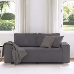 vidaXL Divano Divanetto Grigio Scuro 140 cm Tessuto di Velluto a Coste - Vista aggiuntiva 3