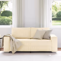 vidaXL Divano Divanetto Crema 140 cm Tessuto di Velluto a Coste - Vista aggiuntiva 3