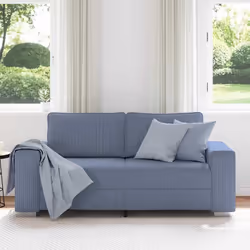vidaXL Divano Divanetto Blu 140 cm Tessuto di Velluto a Coste - Vista aggiuntiva 3