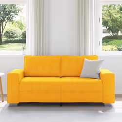 vidaXL Divano Divanetto Giallo Chiaro 140cm Tessuto di Velluto a Coste - Vista aggiuntiva 3