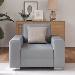 vidaXL Divano con cuscino Grigio chiaro 100 x 77 x 82 cm Tessuto - Vista aggiuntiva 3