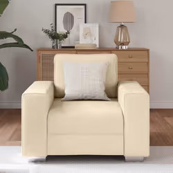 vidaXL Divano con cuscino Crema 100 x 77 x 82 cm Tessuto - Vista aggiuntiva 3