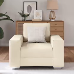 vidaXL Divano con cuscino con cuscino Beige 100 x 77 x 82 cm Tela - Vista aggiuntiva 3
