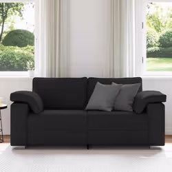 vidaXL Divano con cuscino Nero 180 x 77 x 82 cm Tessuto - Vista aggiuntiva 3