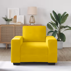vidaXL Divano Sedia Giallo 60 cm Velluto - Vista aggiuntiva 3