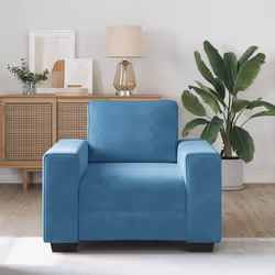 vidaXL Divano Sedia Blu 60 cm Velluto - Vista aggiuntiva 3