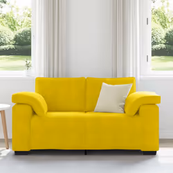 vidaXL Divano Divanetto Giallo 120 cm in Velluto - Vista aggiuntiva 3
