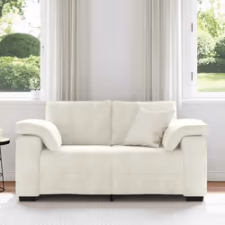 vidaXL Divano Divanetto Crema 120 cm in Velluto - Vista aggiuntiva 3