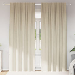 Tende Blackout con nastro superiore 2 pezzi in velluto crema Vidaxl