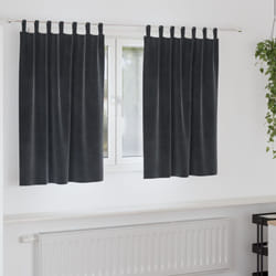 Tende oscuranti con anelli 2 pz Grigio scuro in velluto Vidaxl