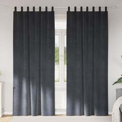 Tende oscuranti con anelli 2 pezzi Grigio chiaro in velluto Vidaxl