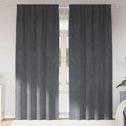 Tende oscuranti con nastro superiore 2 pezzi Grigio chiaro velluto Vidaxl