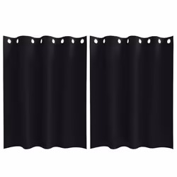 vidaXL Tende con tende 2 pcs Nero 140x140cm Poliestere - Vista aggiuntiva 2