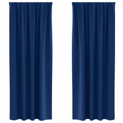 vidaXL Tende con tende 2 pcs Blu scuro Poliestere - Vista aggiuntiva 2
