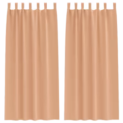 vidaXL Tende con tende 2 pcs Marrone chiaro 245x140cm Poliestere - Vista aggiuntiva 2