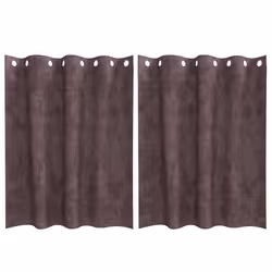 vidaXL Tenda con tende 2 pcs Marrone 140 x 140 cm Velluto - Vista aggiuntiva 2