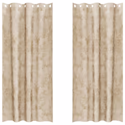 vidaXL Tenda con tende 2 pcs Crema 260 x 140 cm Velluto - Vista aggiuntiva 2