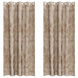 vidaXL Tenda con tende 2 pcs Champagne 260 x 140 cm Velluto - Vista aggiuntiva 2