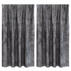 vidaXL Tenda con tende 2 pcs Grigio 140 x 140 cm Velluto - Vista aggiuntiva 2