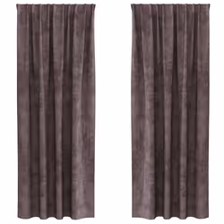 vidaXL Tenda con tende 2 pcs Marrone 260 x 140 cm Velluto - Vista aggiuntiva 2