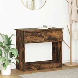Tavolo Consolle con Cassetti Rovere Fumo 85,5x38,5x74,5 cm Vidaxl 204352
