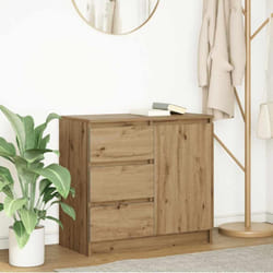 Credenza con Cassetto Rovere Artigianale 71x35x65 cm Truciolato Vidaxl 204572