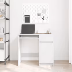 vidaXL Scrivania Bianca 86x49x76 cm in Legno Multistrato - Vista aggiuntiva 3