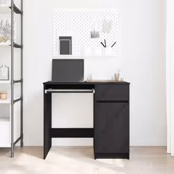 vidaXL Scrivania Rovere Nera 86x49x76 cm in Legno Multistrato - Vista aggiuntiva 3