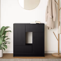 vidaXL Credenza con Cassetti e Ante Rovere Nero 70,5x34x74,5 cm - Vista aggiuntiva 3
