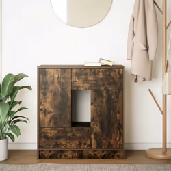 vidaXL Credenza con Cassetti e Ante Rovere Fumo 70,5x34x74,5 cm - Vista aggiuntiva 3