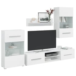 vidaXL Unità TV 5 pz con Illuminazione a LED Bianco Opaco Truciolato