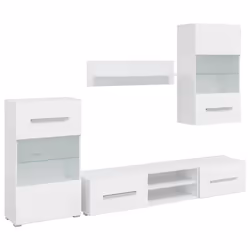 vidaXL Unità TV 5 pz con Illuminazione a LED Bianco Opaco Truciolato - Vista aggiuntiva 2