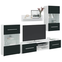 vidaXL Unità TV 5 pz con Illuminazione a LED Indaco Opaco Truciolato
