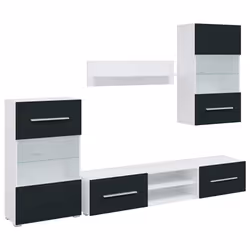 vidaXL Unità TV 5 pz con Illuminazione a LED Indaco Opaco Truciolato - Vista aggiuntiva 2